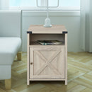 Farmhouse Nightstand with Cabinet and Shelves (White Oak)