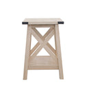 Farmhouse Side Table End Table with 2-Tier Storage, White Oak