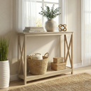 Rainbow Sophia Console Table, Modern Farmhouse Wood Entryway / Sofa Table with 2-Tier Storage, 39 Inch, White Oak