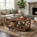 Rainbow Sophia Coffee Table, Modern Farmhouse Wood Coffee Table with 2-Tier Storage, 40 Inch, Rustic