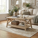 Rainbow Sophia Farmhouse Coffee Table with Corner Protection, 40 Inch, White Oak