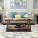 Rainbow Sophia Farmhouse Coffee Table with Corner Protection, 40 Inch, Rustic Wood