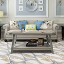 Rainbow Sophia Farmhouse Coffee Table with Corner Protection, 40 Inch, Washed Oak