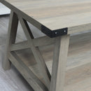 Rainbow Sophia Farmhouse Coffee Table with Corner Protection, 40 Inch, Washed Oak