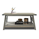 Rainbow Sophia Farmhouse Coffee Table with Corner Protection, 40 Inch, Washed Oak