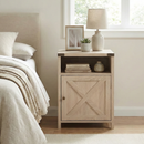 Rainbow Sophia Nightstand, Farmhouse Bedside Table with Cabinet and Shelves, 18 x 18 x 24 Inches, White Oak