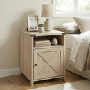 Rainbow Sophia Nightstand, Farmhouse Bedside Table with Cabinet and Shelves, 18 x 18 x 24 Inches, White Oak