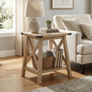 Rainbow Sophia Side Table End Table for Living Room, Farmhouse Accent Wood Nightstand for Bedroom with 2-Tier Storage, White Oak