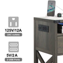 Rainbow Sophia Nightstand with Charging Station, Modern End Table with Drawer, Bedside Table with Open Storage, Washed Oak