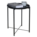 Metal End Table Side Table Accent Table with Round Tray (Black)
