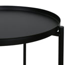 Metal End Table Side Table Accent Table with Round Tray (Black)