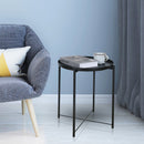 Metal End Table Side Table Accent Table with Round Tray (Black)