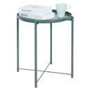 Metal End Table Side Table Accent Table with Round Tray (Green)