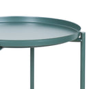 Metal End Table Side Table Accent Table with Round Tray (Green)