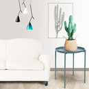 Metal End Table Side Table Accent Table with Round Tray (Green)