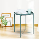 Metal End Table Side Table Accent Table with Round Tray (Green)