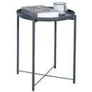 Metal End Table Side Table Accent Table with Round Tray (Grey)