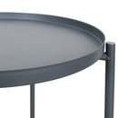 Metal End Table Side Table Accent Table with Round Tray (Grey)