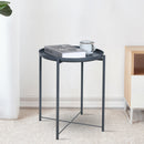 Metal End Table Side Table Accent Table with Round Tray (Grey)