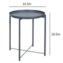 Metal End Table Side Table Accent Table with Round Tray (Grey)