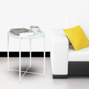 Metal End Table Side Table Accent Table with Round Tray (White)