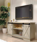Farmhouse Sliding Barn Door TV Stand for TVs up to 65", White Oak