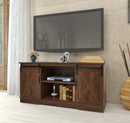Farmhouse Sliding Barn Door TV Stand for TVs up to 65", Dark Walnut