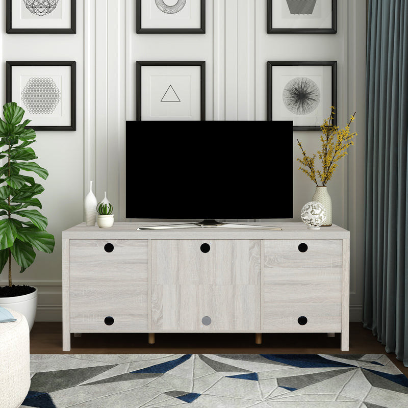 Modern TV Stand for TVs up to 65" (White Oak)