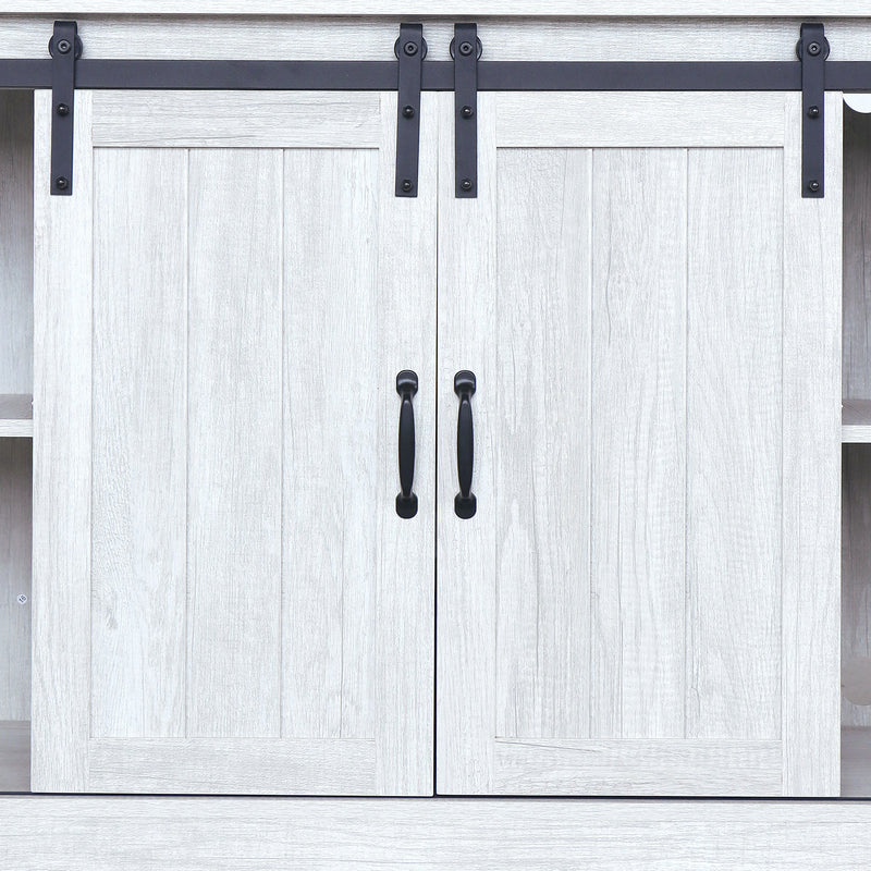 Sliding Barn Door TV Stand, Storage Cabinet with Shelves (Sargent Oak)