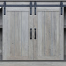 Sliding Barn Door TV Stand, Storage Cabinet with Shelves (Washed Oak)