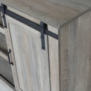 Sliding Barn Door TV Stand, Storage Cabinet with Shelves (Washed Oak)