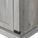 Sliding Barn Door TV Stand, Storage Cabinet with Shelves (Washed Oak)