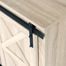 Sliding Barn Door TV Stand, Storage Cabinet with Shelves (White Oak)