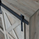 Sliding Barn Door TV Stand, Storage Cabinet with Shelves (Washed Oak)