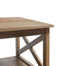 Farmhouse Modern Wood Coffee Table with 2-Tier Shelf Storage (Shaded Oak)