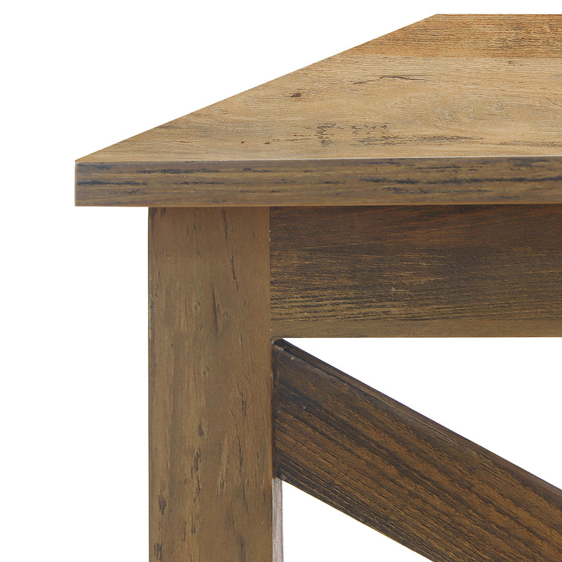 Farmhouse Modern Wood Coffee Table with 2-Tier Shelf Storage (Shaded Oak)