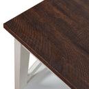 Farmhouse Modern Wood Coffee Table with 2-Tier Shelf Storage (Vintage White/Espresso)