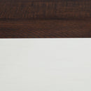 Farmhouse Modern Wood Coffee Table with 2-Tier Shelf Storage (Vintage White/Espresso)