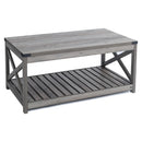 Farmhouse Coffee Table with Slat Shelf and Corner Protection, 40 Inch, Washed Oak