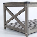 Farmhouse Coffee Table with Slat Shelf and Corner Protection, 40 Inch, Washed Oak