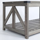 Farmhouse Coffee Table with Slat Shelf and Corner Protection, 40 Inch, Washed Oak