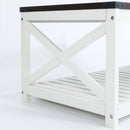 Farmhouse Coffee Table with Slat Shelf and Corner Protection, 40 Inch, Vintage White/Espresso