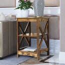 Farmhouse End Table Side Table (Rustic Wood)