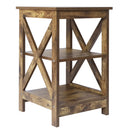 Farmhouse End Table Side Table (Rustic Wood)