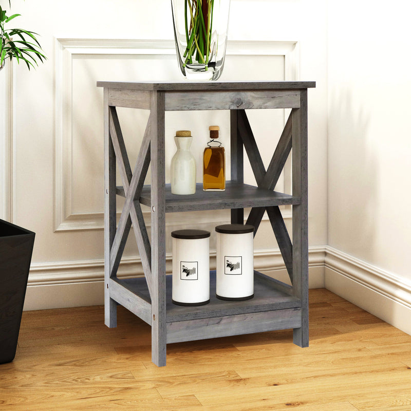 Farmhouse End Table Side Table (Washed Oak)