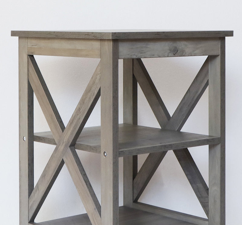 Farmhouse End Table Side Table (Washed Oak)