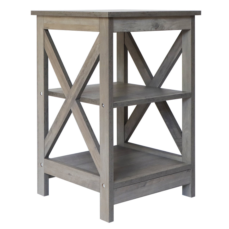 Farmhouse End Table Side Table (Washed Oak)