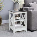 Farmhouse End Table Side Table (Vintage White/Espresso)