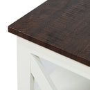 Farmhouse End Table Side Table (Vintage White/Espresso)