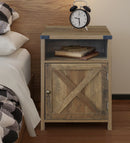 Farmhouse Nightstand with Cabinet and Shelves (Shaded Oak)